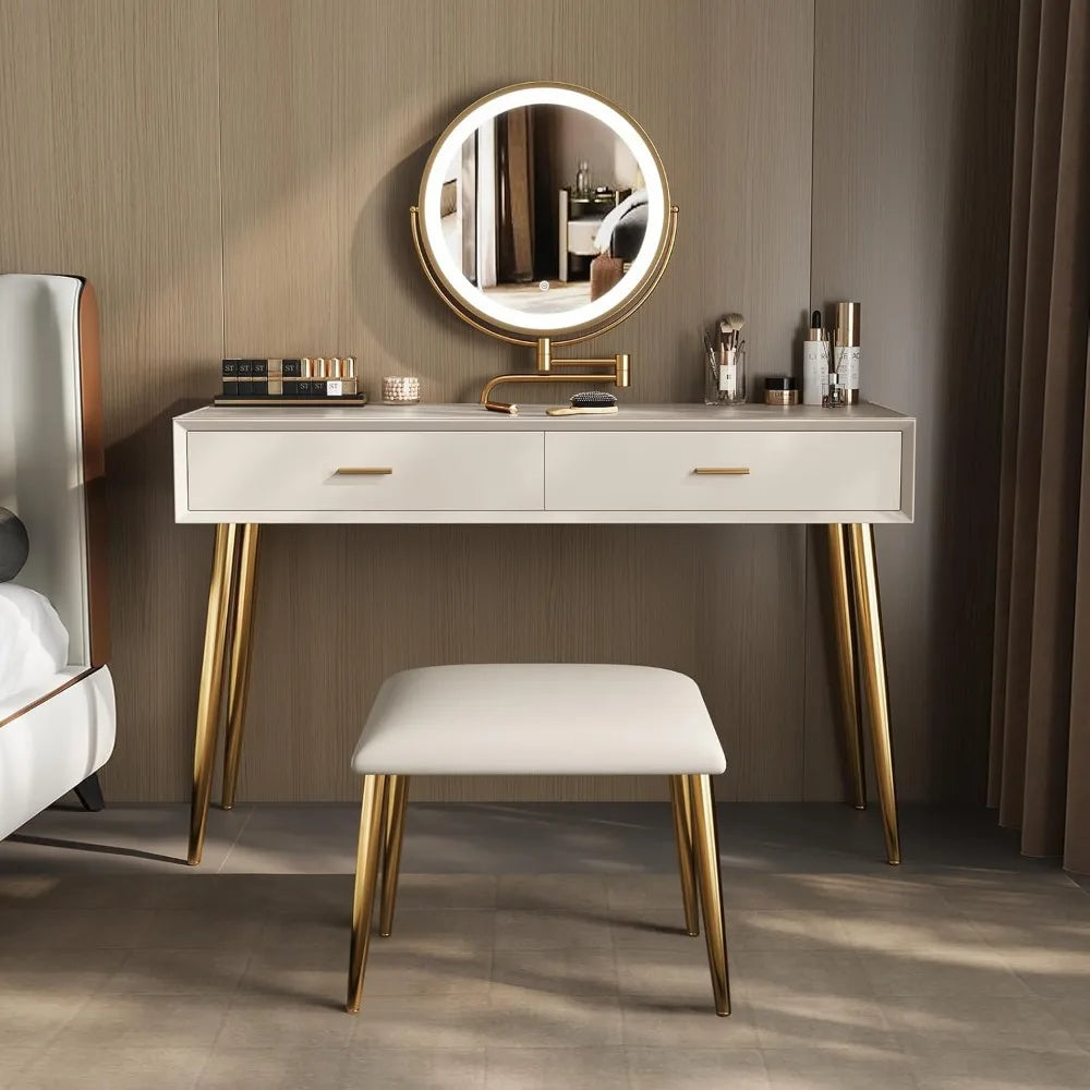 Makeup Vanity Desk with Mirror and Lights Small Vanity Table Set