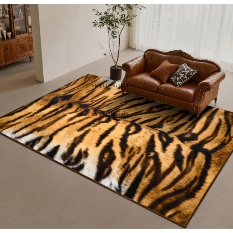 Abstract Tiger Print Non-Slip Rug for Bedroom Dining Room Decor