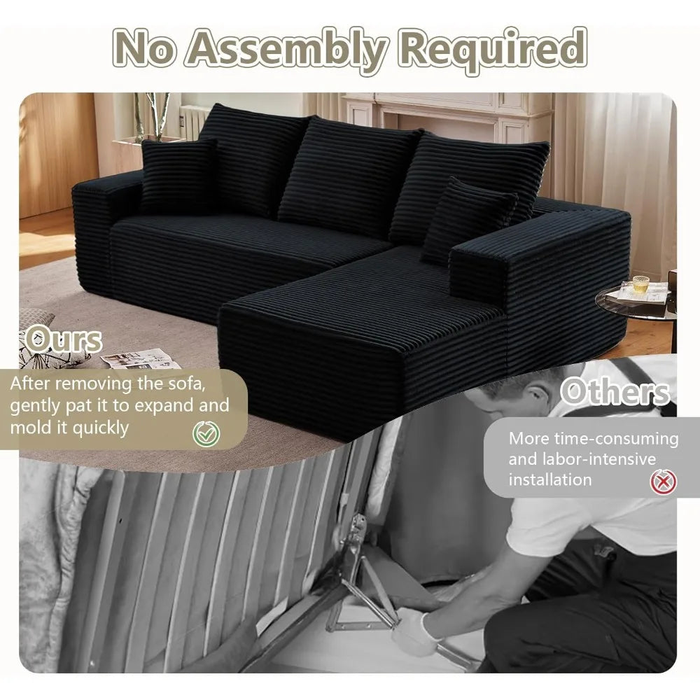 107 Inch Modular Sectional Sofa L Shaped Cloud Couch for Living Room