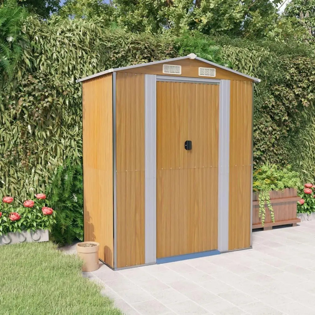 Light Brown Garden Shed Galvanized Steel Storage Solution Outdoor Tools