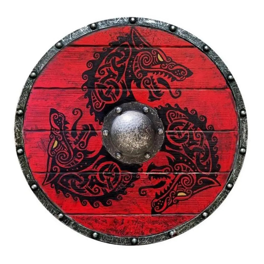 Unique Handcrafted Viking Wolf Warrior Wooden Shield Wall Decor