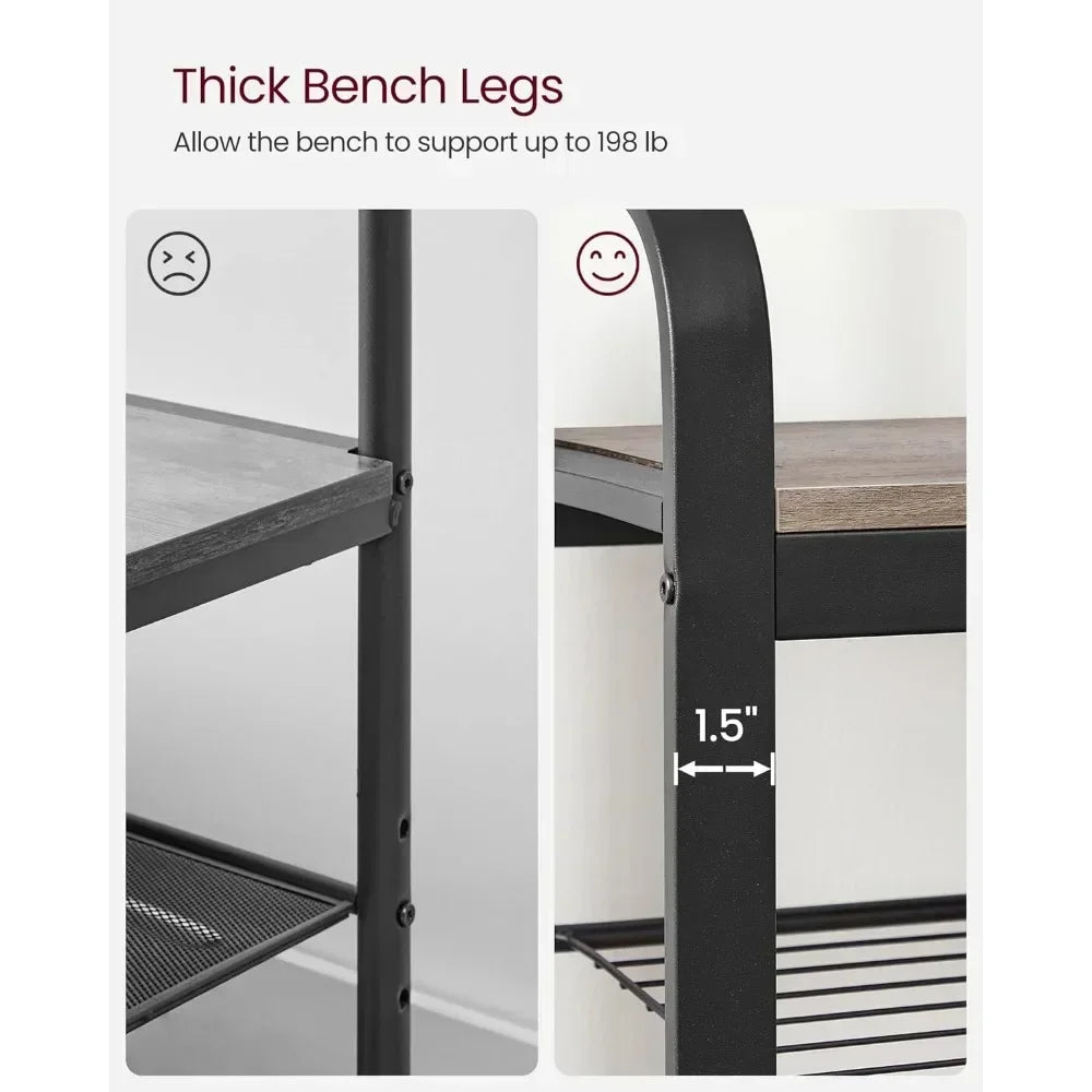 4-in-1 Coat Hanger Entryway Bench with Hooks and Storage Organizer