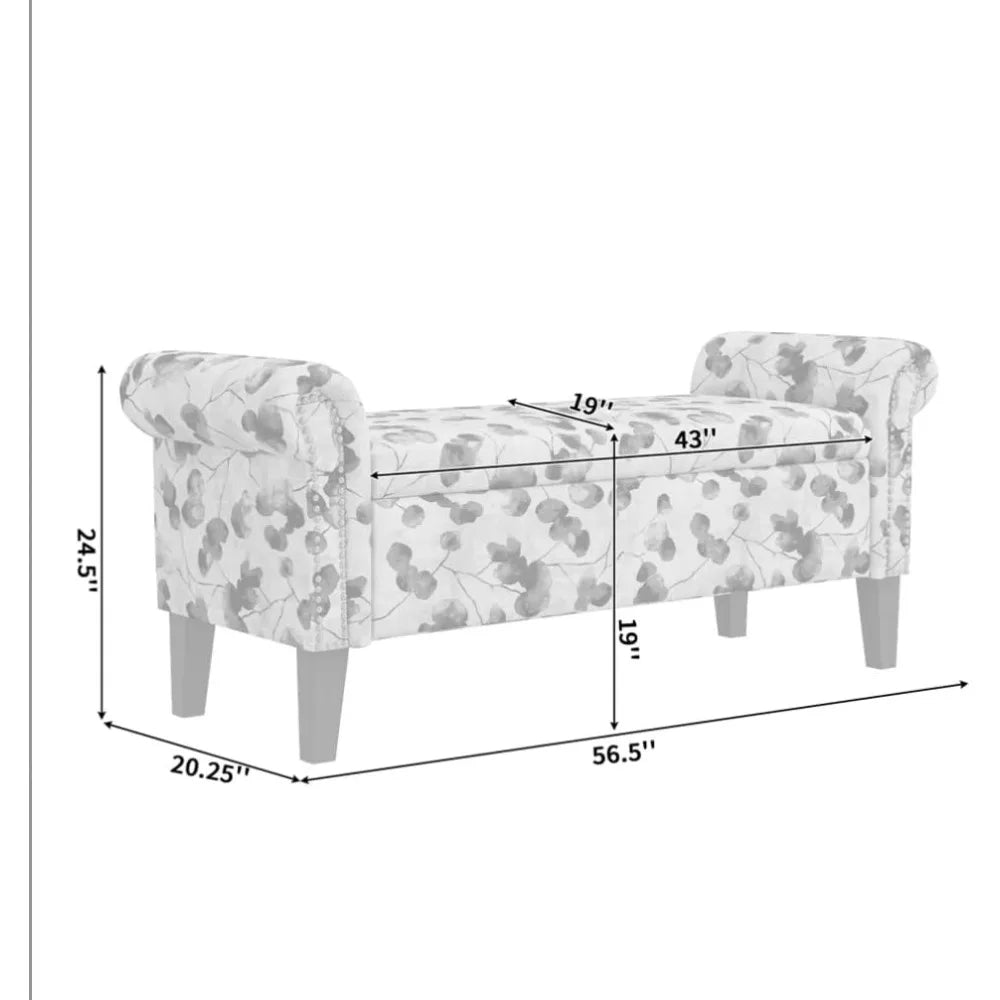 Storage Ottoman Bench with Hidden Storage Multi-Functional Footrest