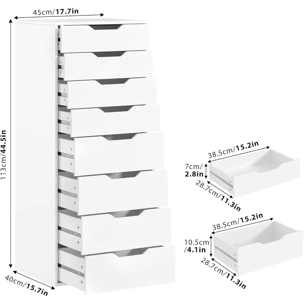Tall White Dresser 8 Drawer Modern Chest of Drawers Storage Solution