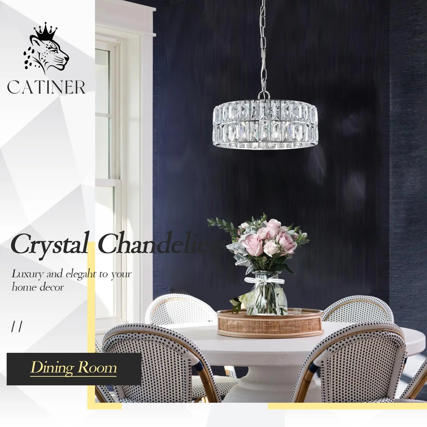 Modern 4-Light Chrome Crystal Pendant Light for Entrance Kitchen Corridor