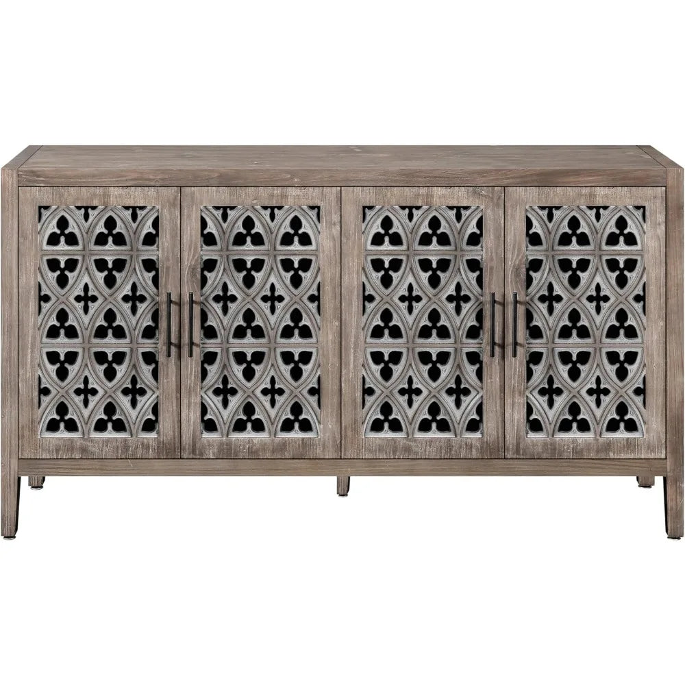 Vintage Sideboard Buffet Cabinet with 4 Doors for Dining Room Storage