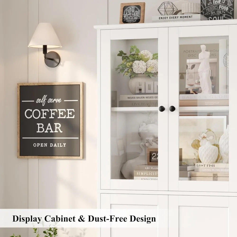 Ljustra 69 Inch Tall White Bookshelf with Storage Cabinet Modern Design