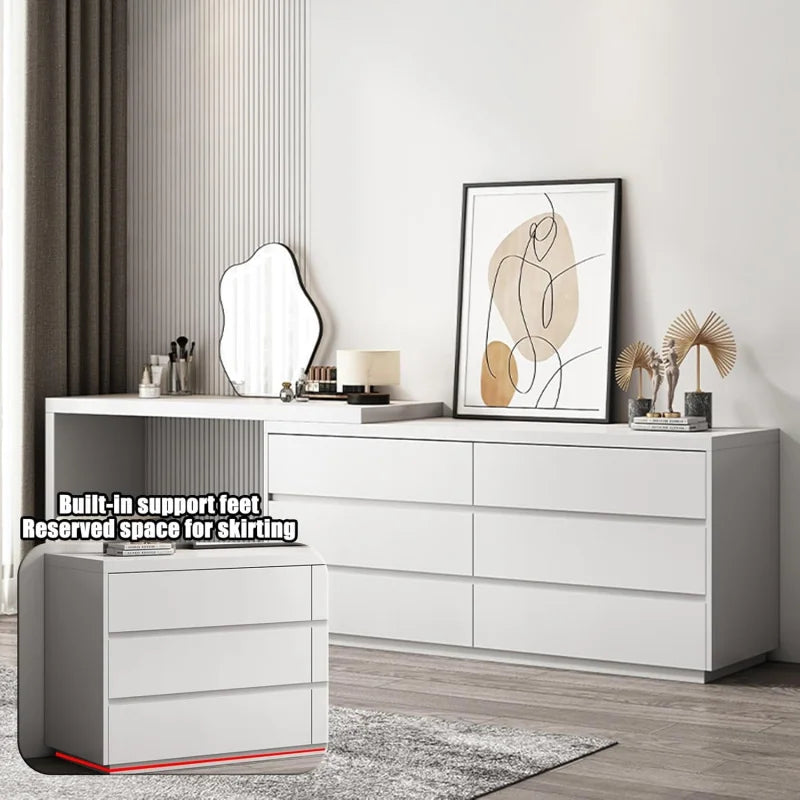 Ljustra Chest of Drawers Dressing Table Set with Stool Mirror Solid Wood