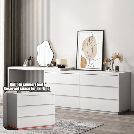 Ljustra Chest of Drawers Dressing Table Set with Stool Mirror Solid Wood