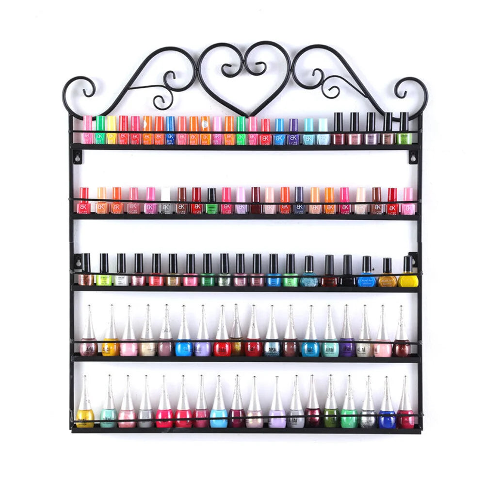 5 Tier Wall Mounted Metal Nail Polish Rack Essential Oil Organizer Shelf