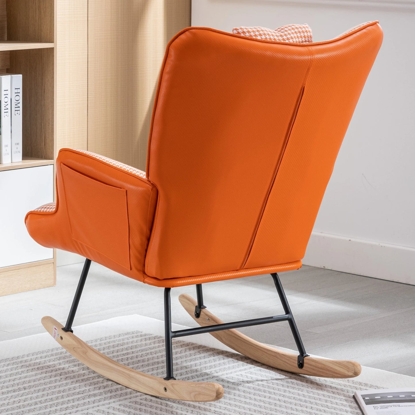 Modern Nursery Rocking Chair Upholstered Glider High Backrest Armchair