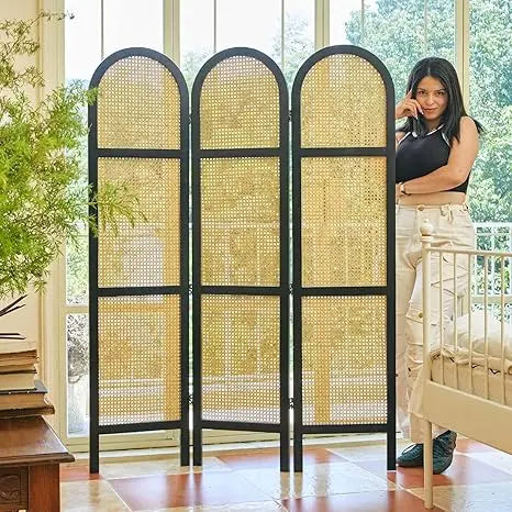 Ljustra Pine Wood Room Divider Folding Privacy Screen Freestanding 5.6 Ft
