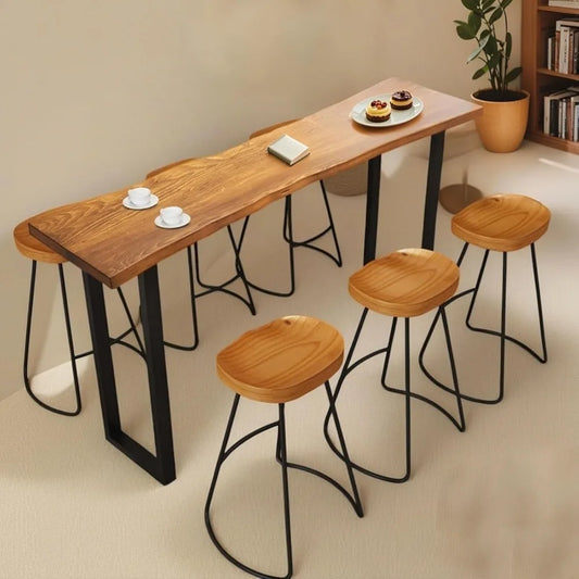 Counter Height Narrow Bar Table for Small Spaces Pub Sturdy Metal Frame