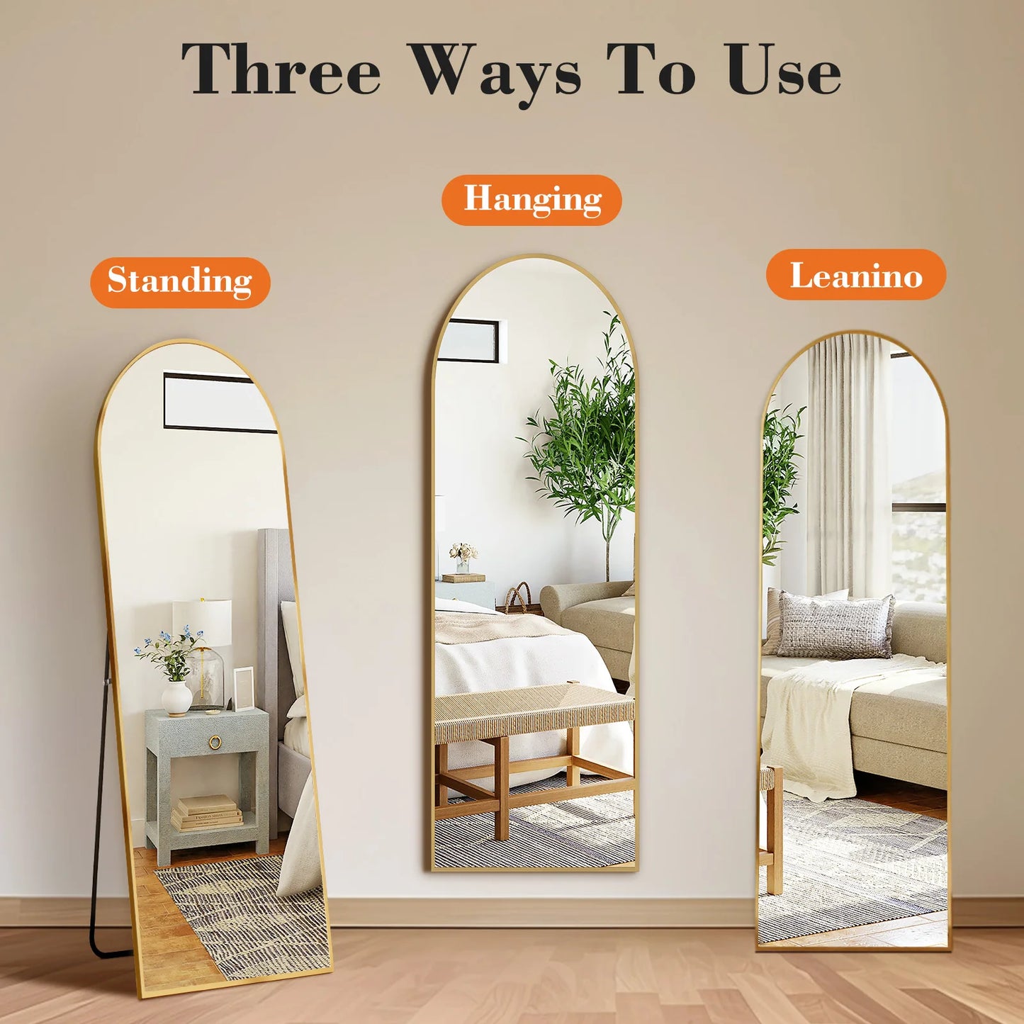 Ljustra Full Body Wall Mirror 59"x16" Standing Hanging Aluminum Frame
