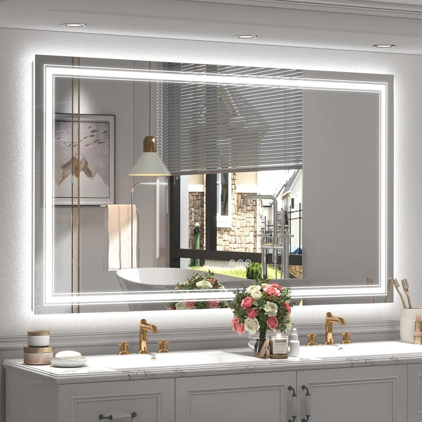 Ljustra LED Bathroom Mirror Dimmable Anti-Fog Shatterproof Backlit