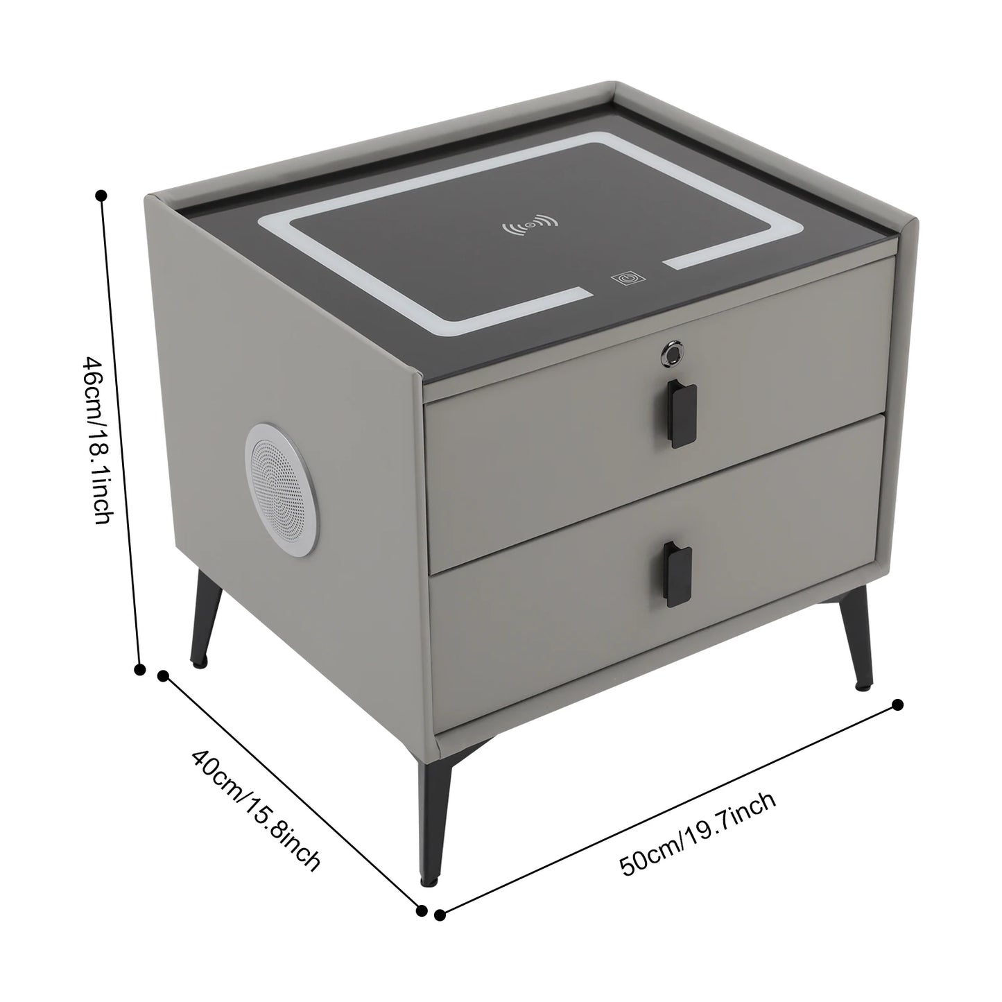 Smart Bedside Table with Bluetooth Speaker USB Wireless Charging and Light