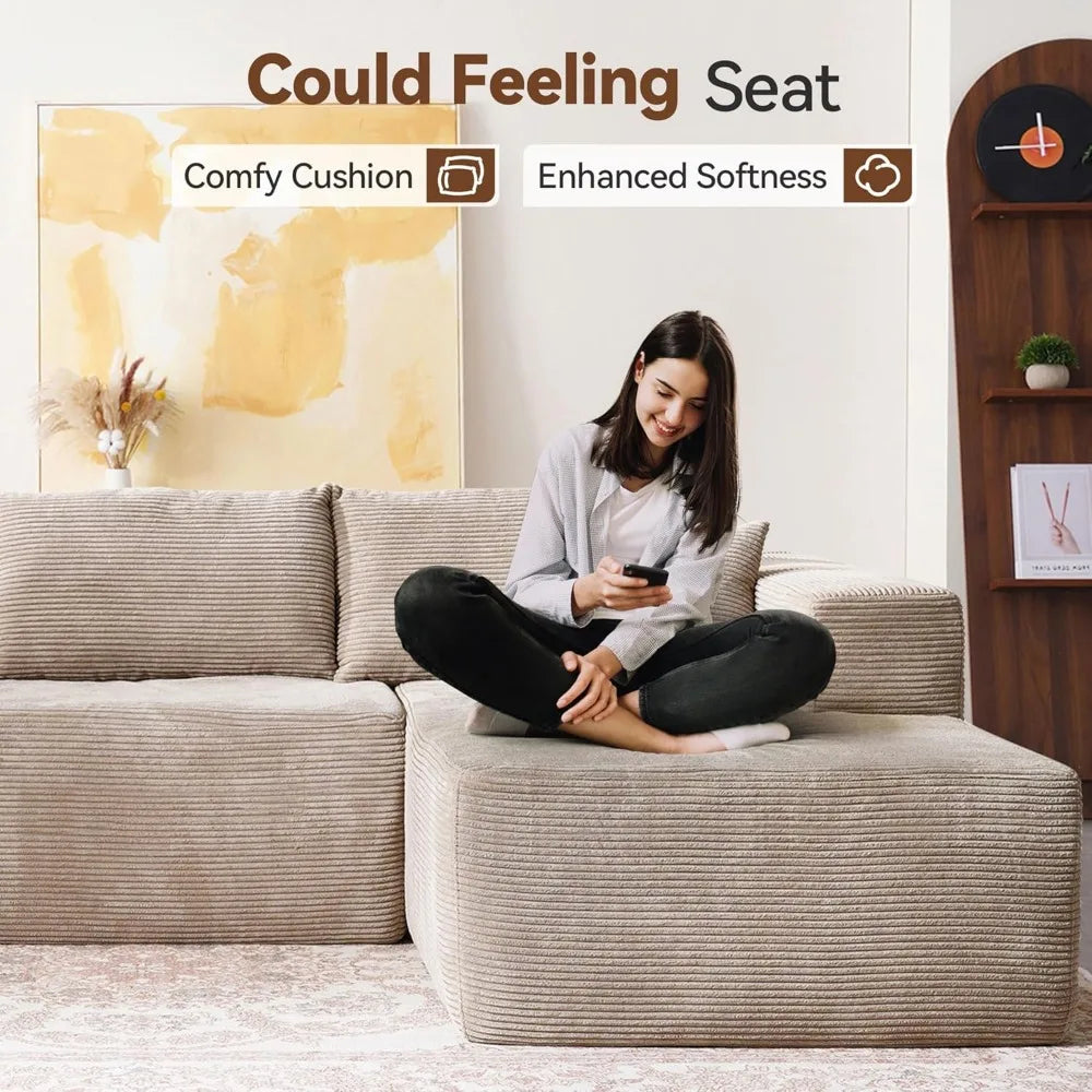 DAFIFY Modular L-Shape Sectional Couch 104", Comfy Sofa with Chaise, No Assembly