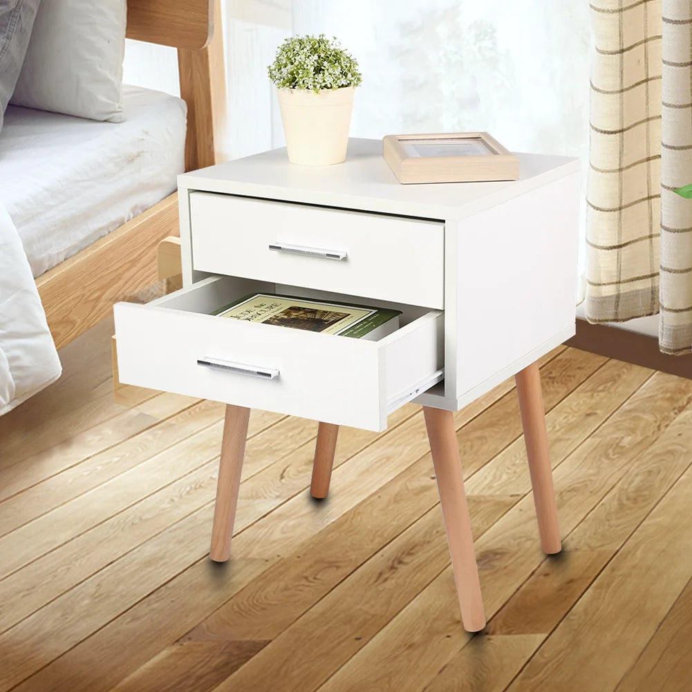 Ljustra Modern Storage Unit Bedside Table with Two Drawers Nightstand
