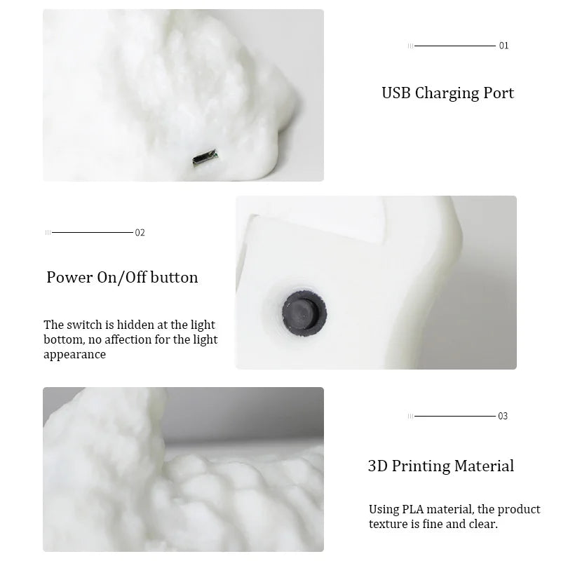 3D Printed LED Dragon Night Light Kids Bedroom Living Room Lamp