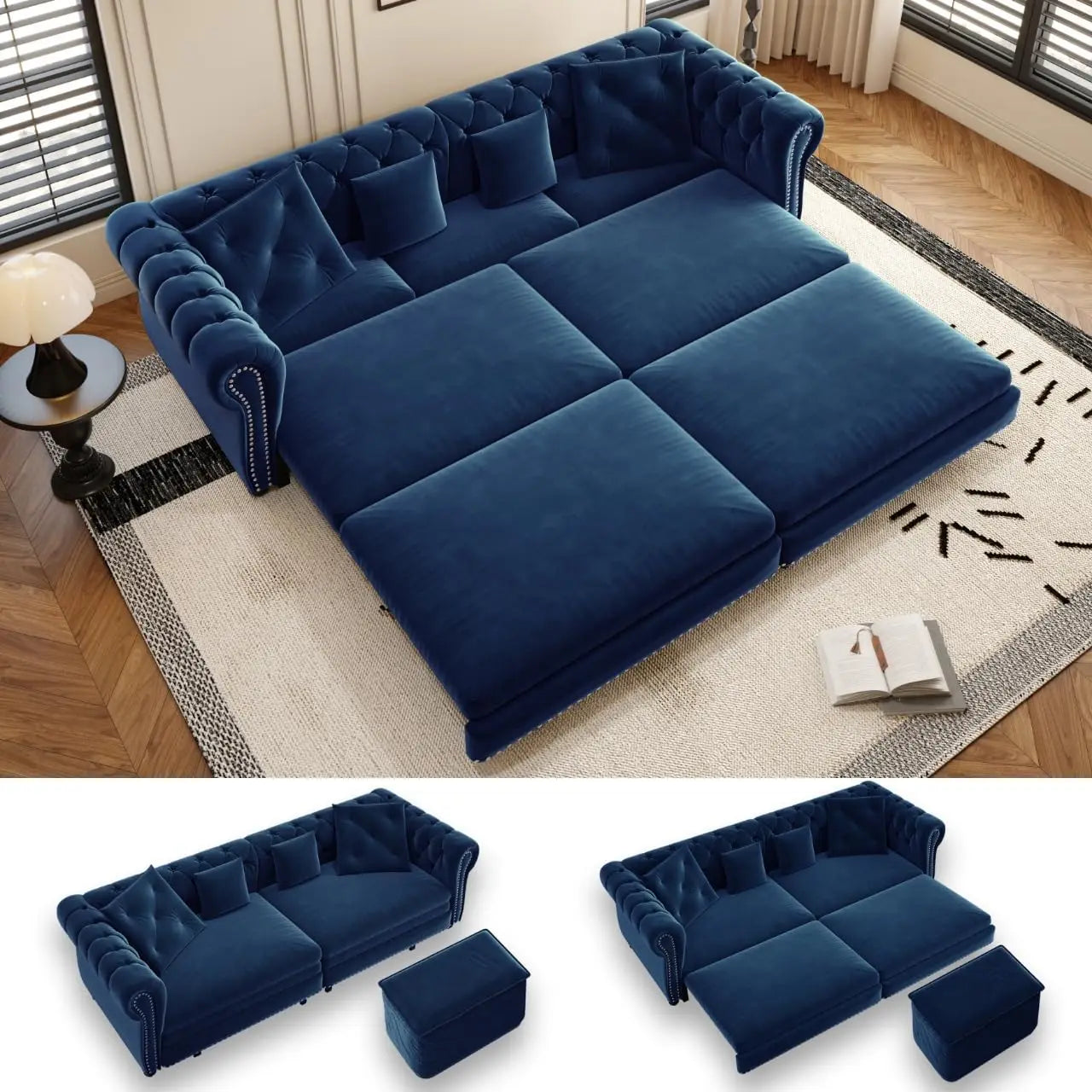 Ljustra 93 Inch King Pull Out Sofa Bed 3 in 1 Sleeper Couch