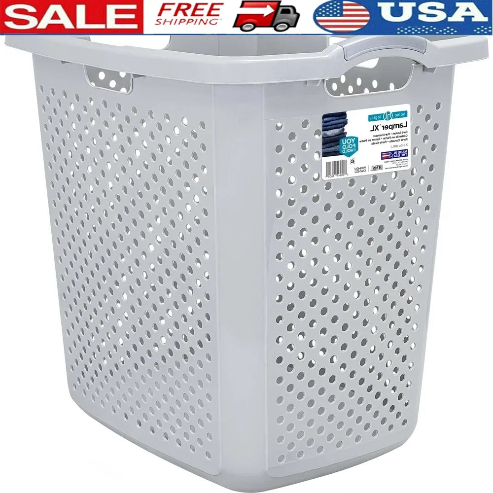 Extra Large Plastic Laundry Hamper 2.5 Bushel with Four Handles
