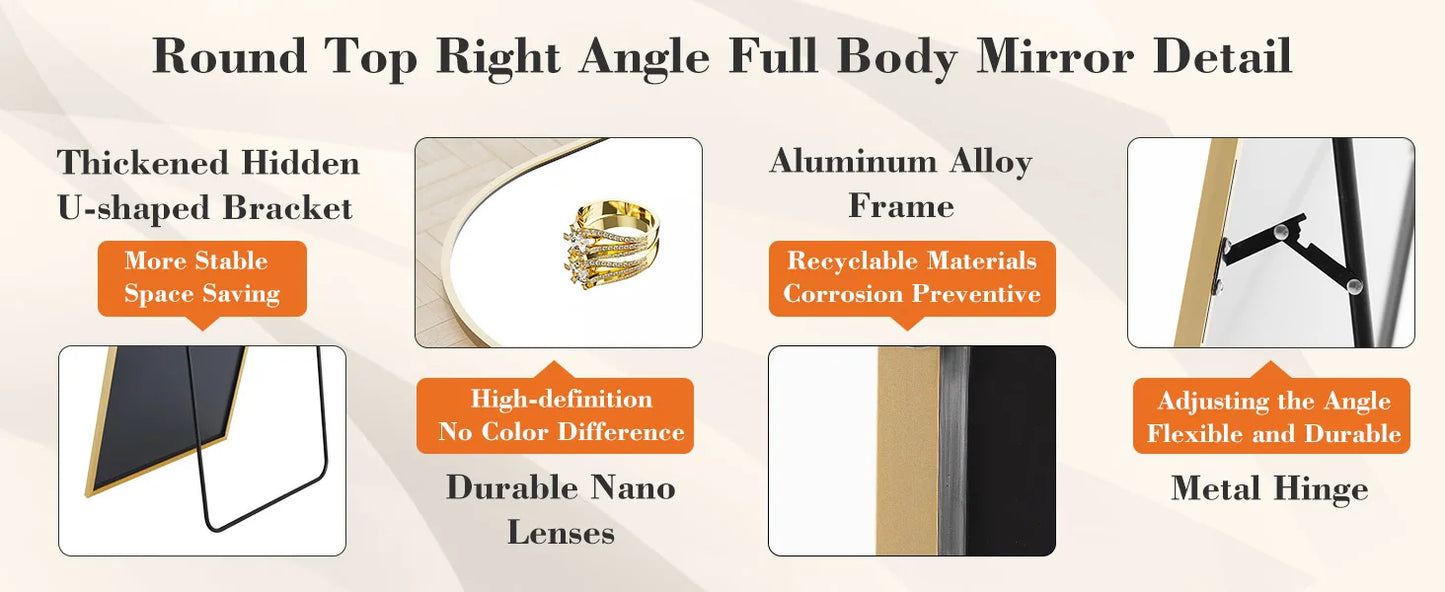 Ljustra Full Body Wall Mirror 59"x16" Standing Hanging Aluminum Frame