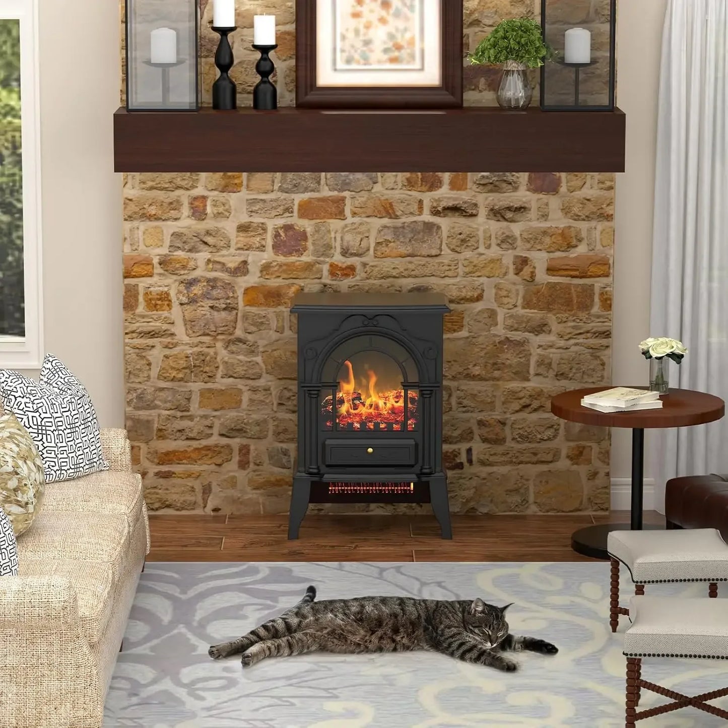 16 Inch Electric Fireplace Heater Freestanding Vintage Stove