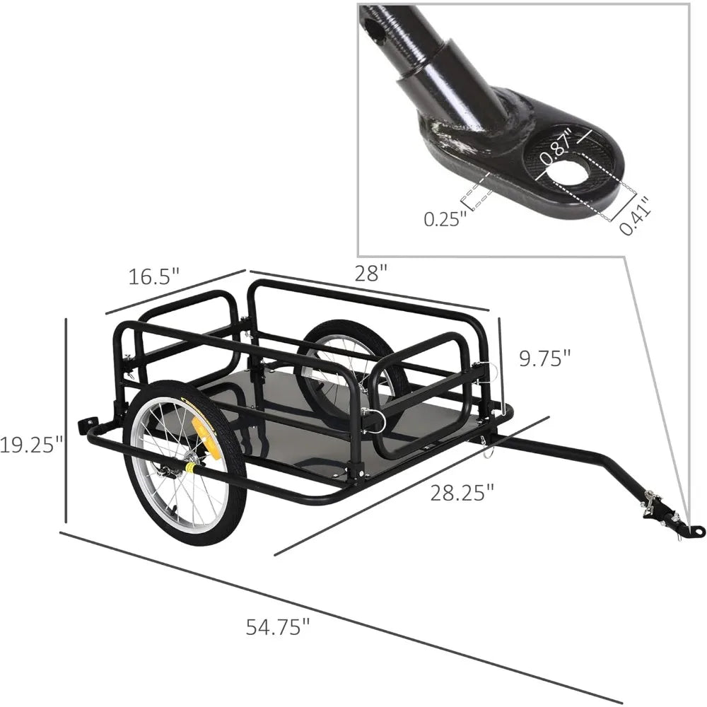 Bike Cargo Trailer Foldable Heavy Duty Universal Hitch Bicycle Wagon