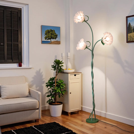Retro 3-Head Flower Floor Lamp Dimmable Flexible Neck Home Decor