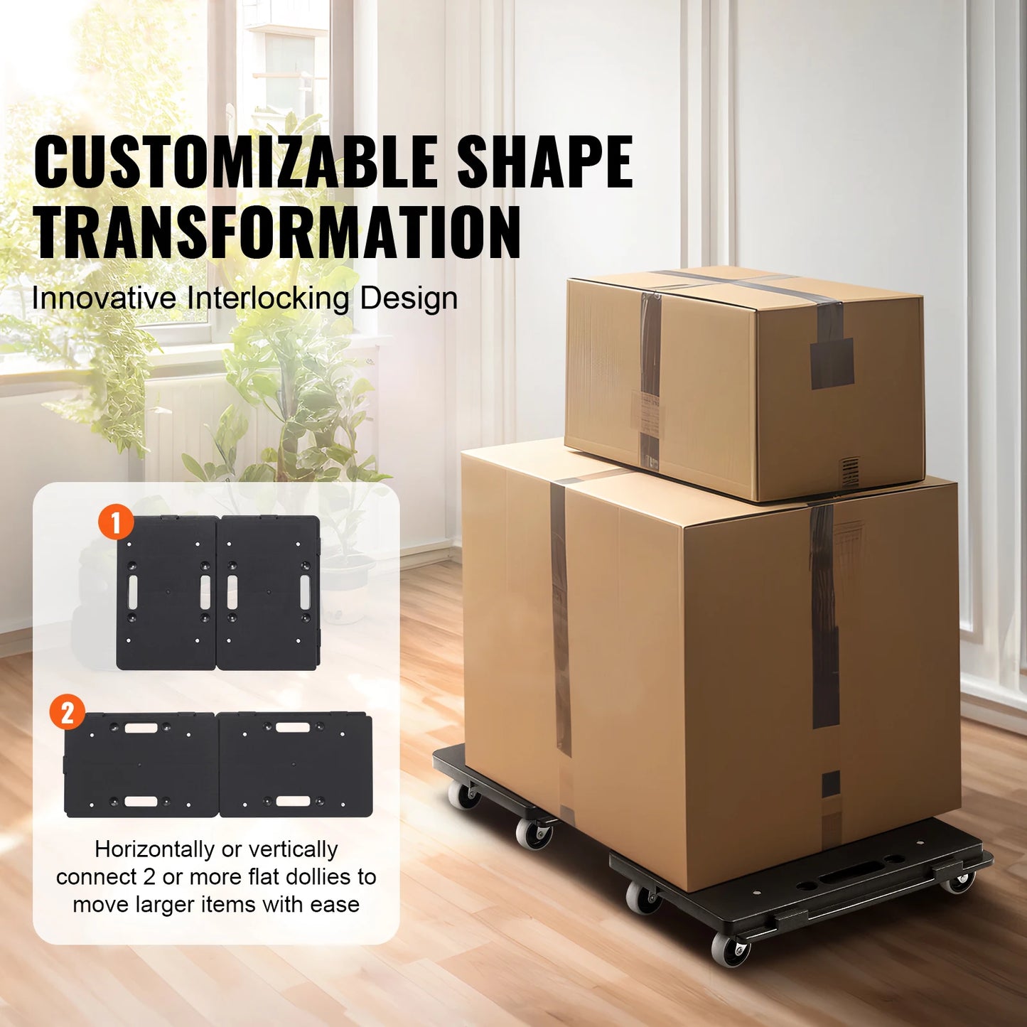 Ljustra 2 Pack Furniture Mover Dolly Trolley 500 lbs Small Flat Cart