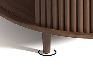 Round Coffee Table with Storage Mid Century Modern Fluted Design