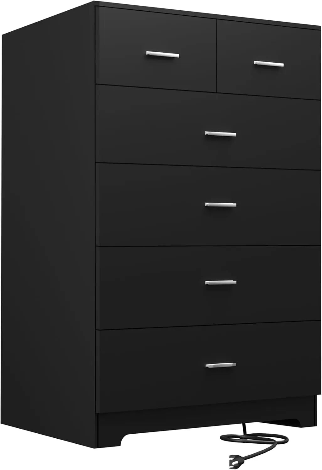 Dresser with Power Outlets 6 Drawer Storage Organizer Modern Chest of Drawers
