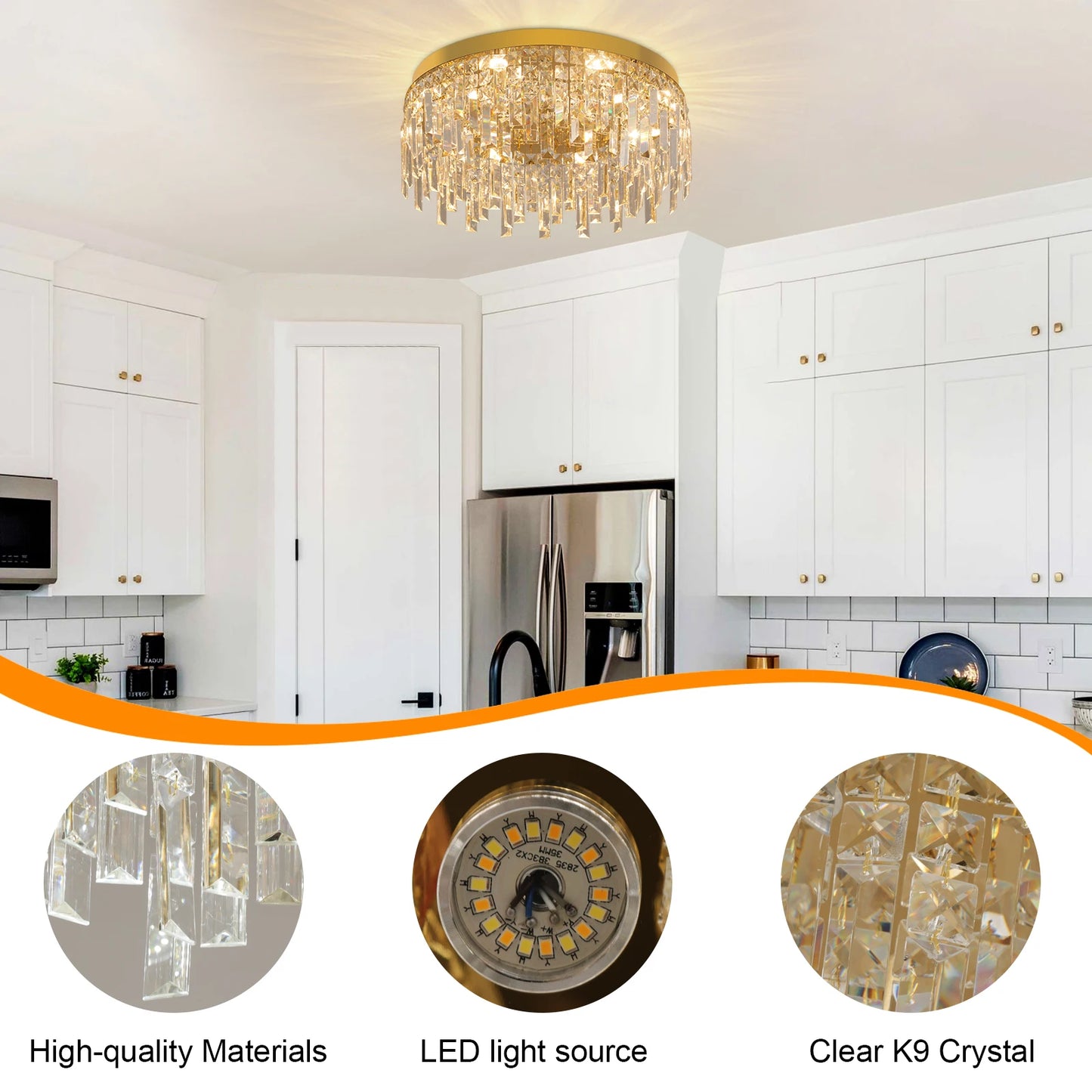 Luxury Crystal Ceiling Lamp Modern Chandelier Nordic Home Decor LED