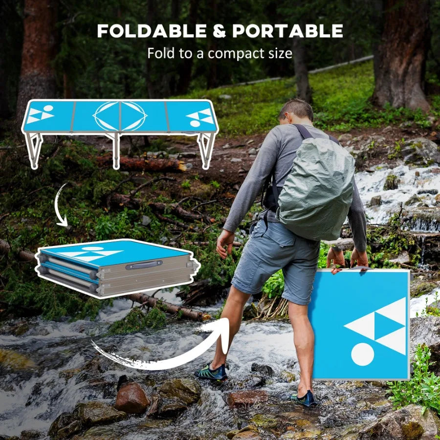 8ft Portable Beer Pong Table Adjustable Legs Folding Camping Table