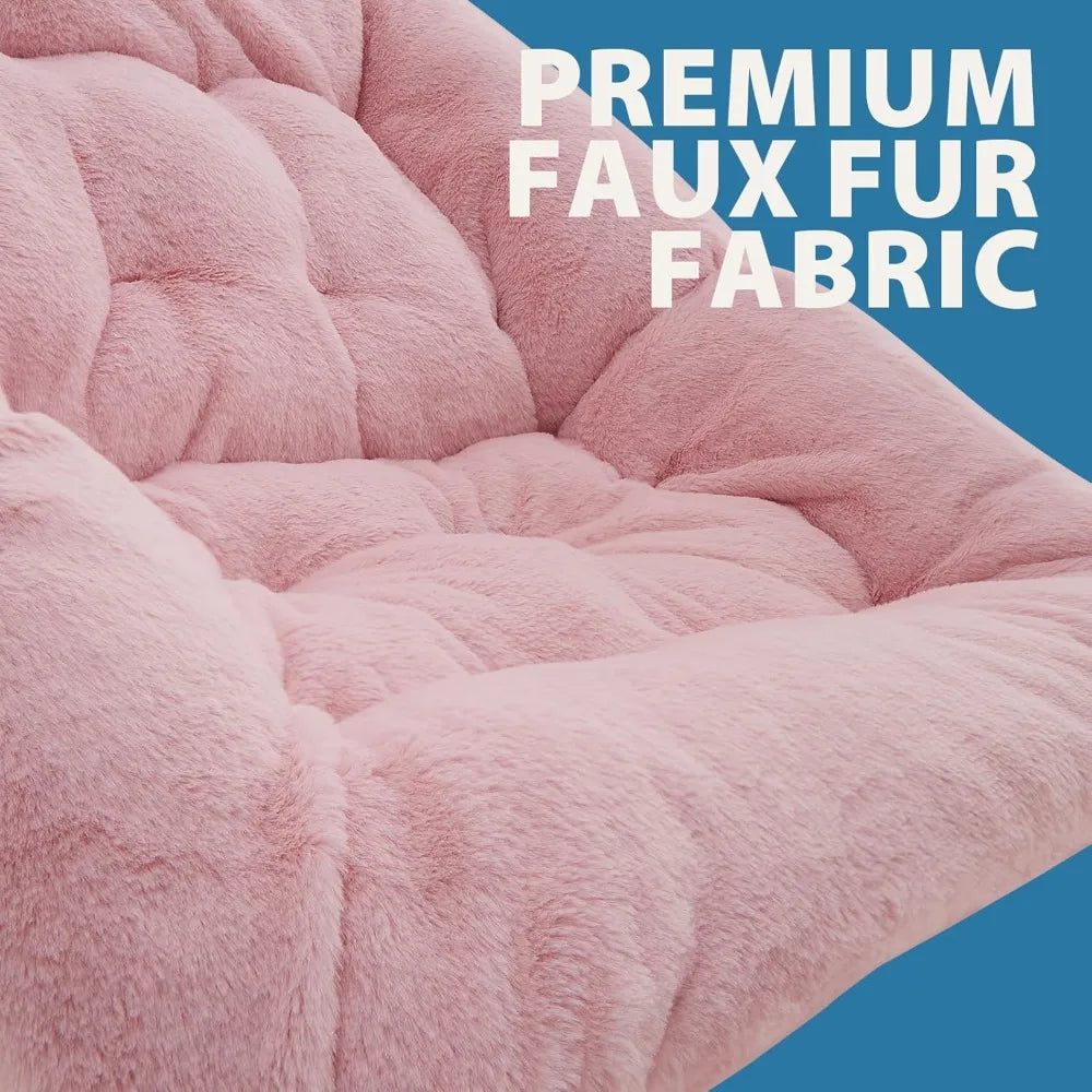 Comfy Faux Fur Folding Lounge Chair for Bedroom Living Room Dorms