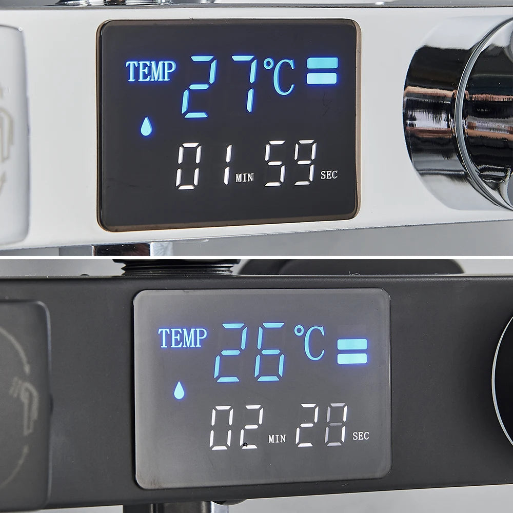 Black Digital Display Thermostatic Shower Faucet Rainfall Mixer Tap