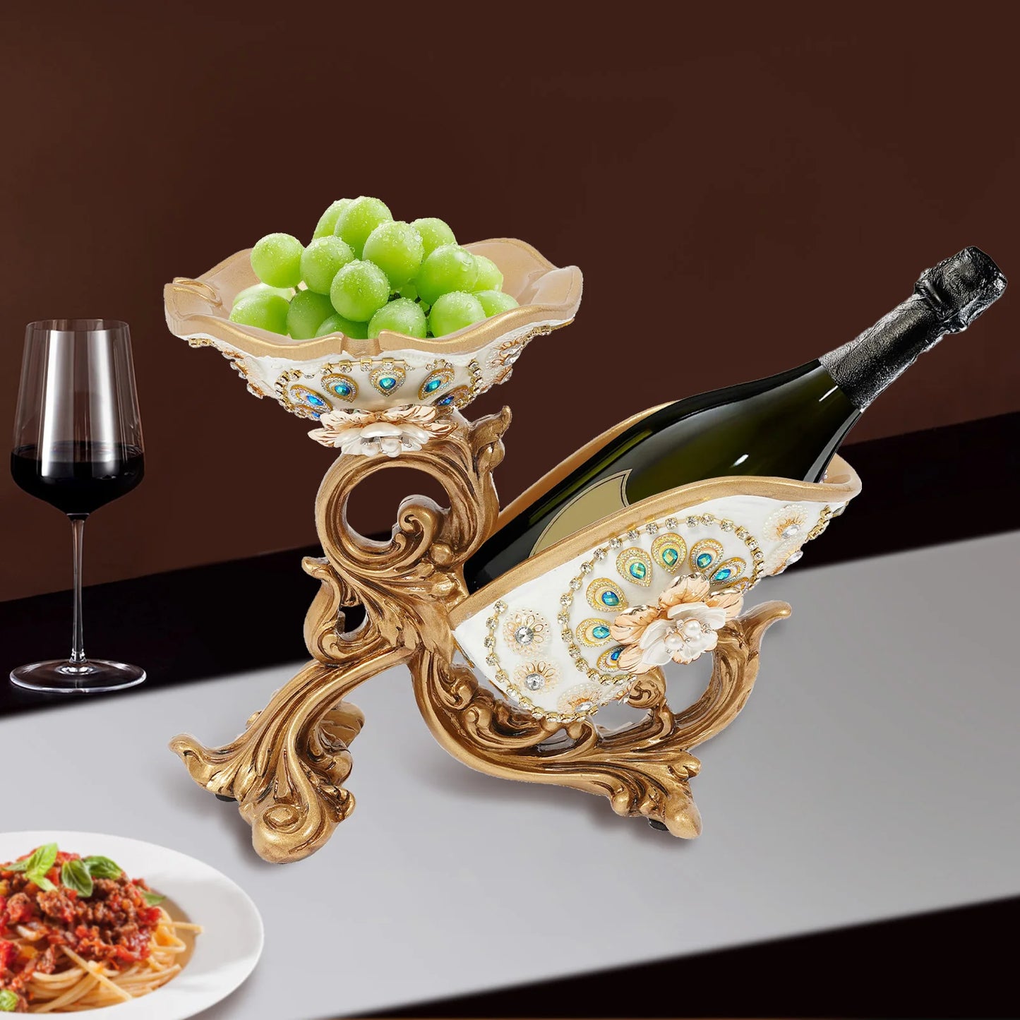 Golden European Style Resin Acrylic Wine Bottle Rack Tabletop Holder