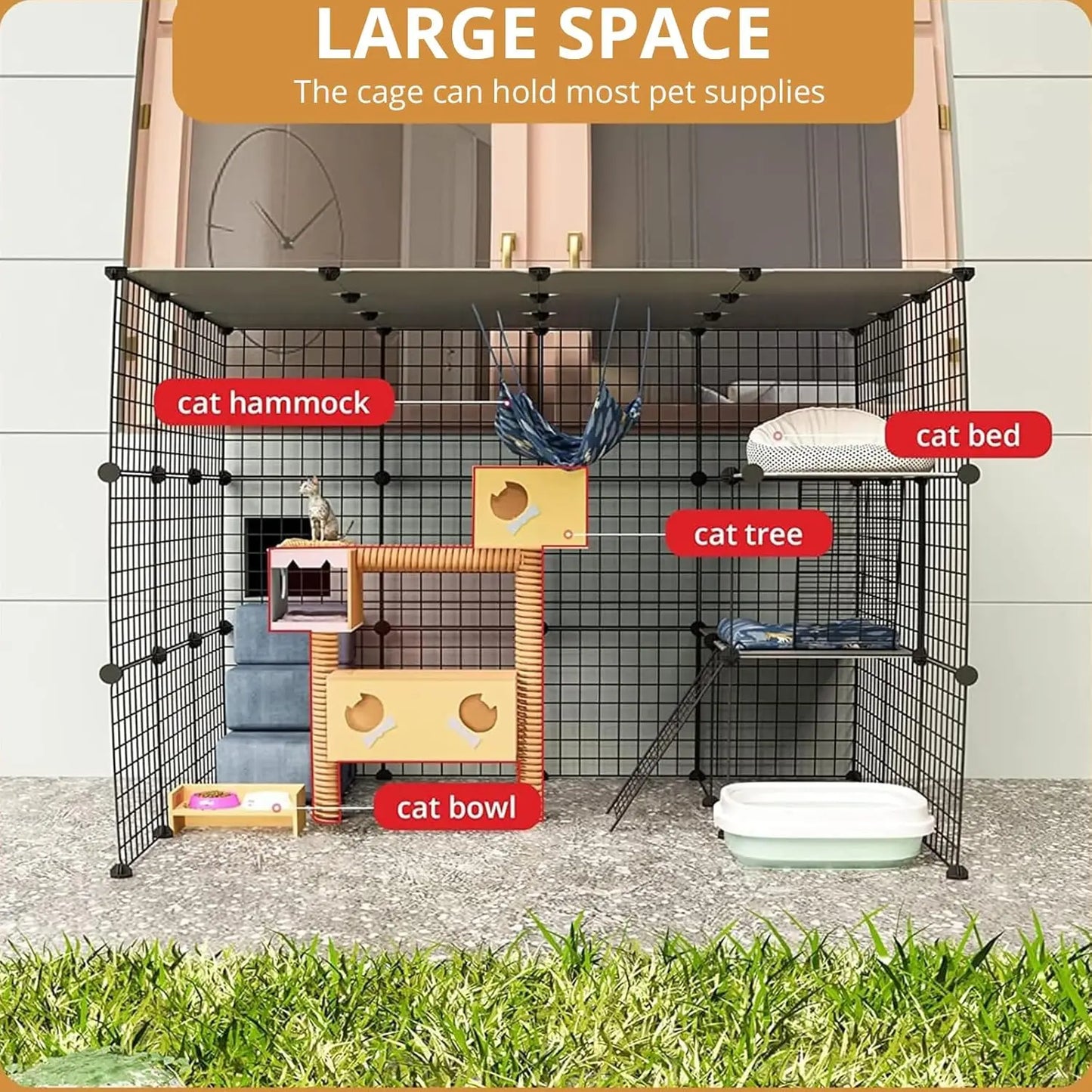 Outdoor Cat House Catio Enclosure Large Playpen with Platforms for Cats