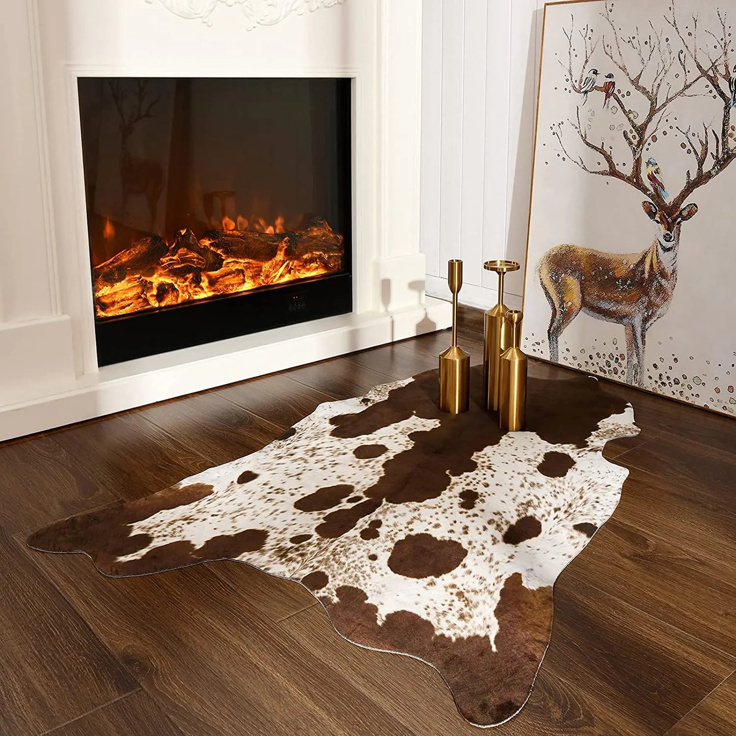 American Style Animal Print Faux Fur Cowhide Rug for Living Room Bedroom