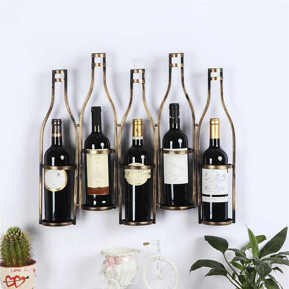 Wall Mounted Wine Bottle Rack Metal Hanging Wine Organizer Home Decor