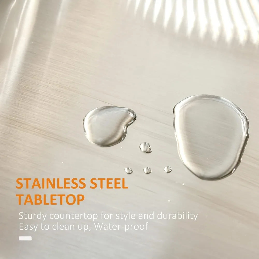 Kitchen Island on Wheels Rolling Cart with Stainless Steel Countertop