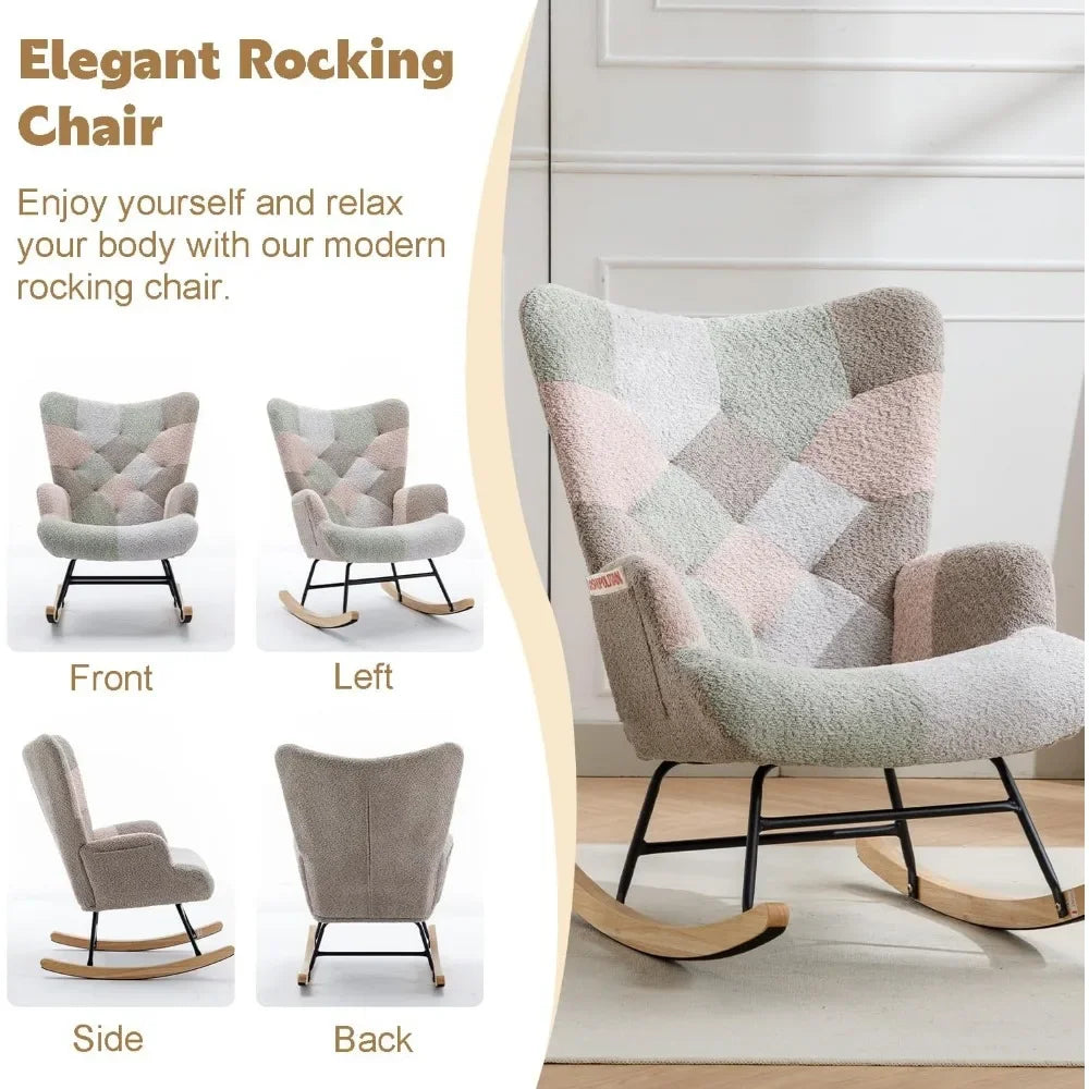 Ljustra Nursery Rocking Chair Teddy Upholstered Glider Accent Chair
