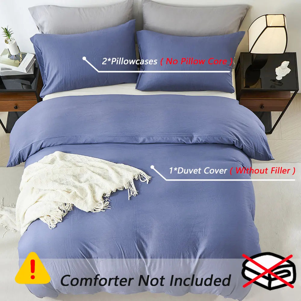 Boho Duvet Cover All Seasons Solid Color Chic Home Bedding Set