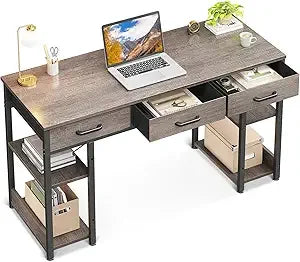 Small Office Desk with Fabric Drawers Modern Writing Table 48 Inch