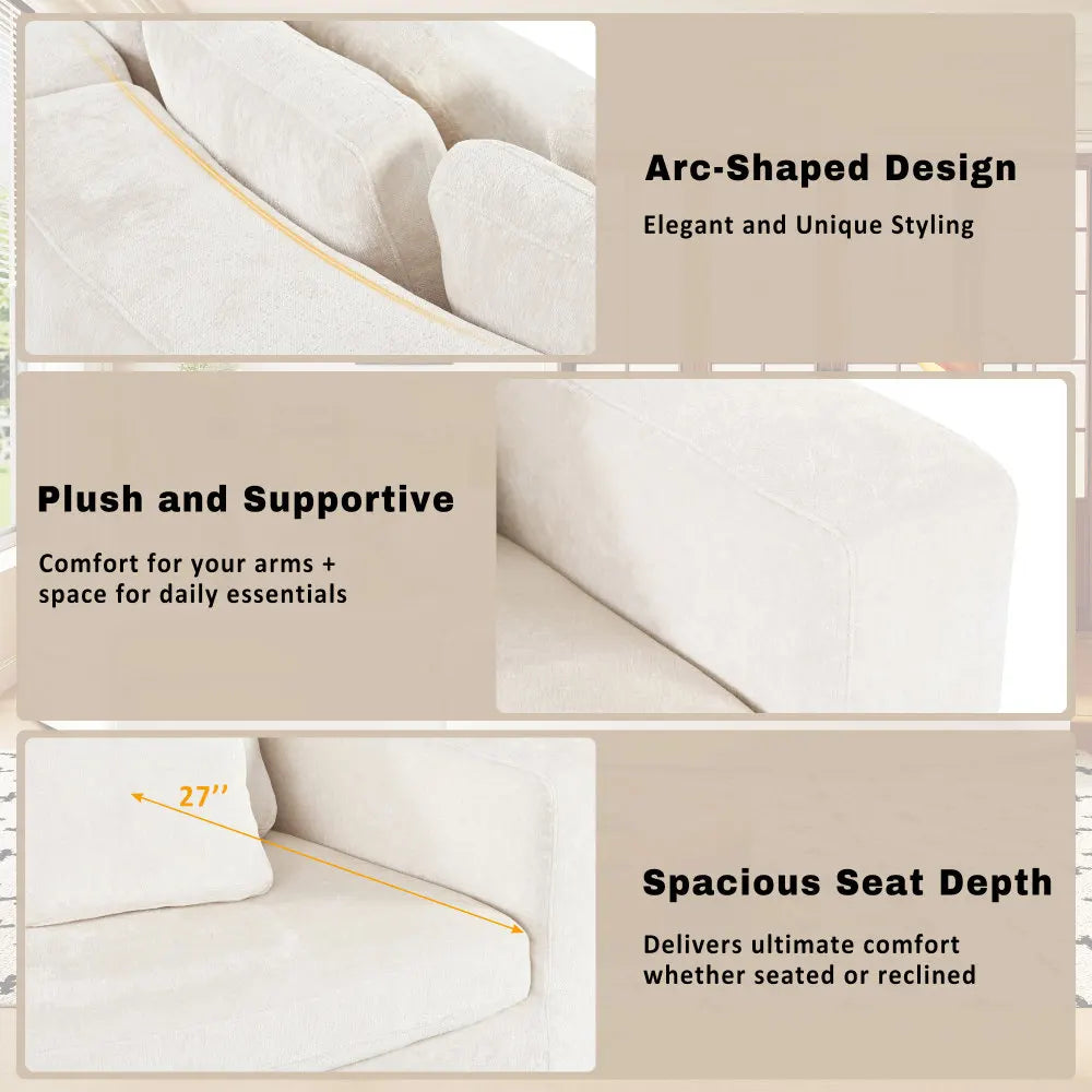 Ljustra 115.7" Modular Sectional Sofa Curved Couch for Living Room