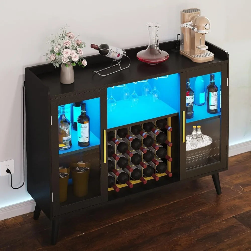 53 Inch Modern Wine Bar Cabinet Liquor Storage Buffet Home Furniture