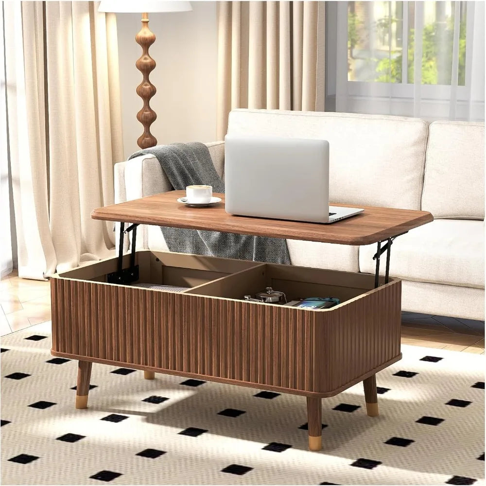 Lift Top Coffee Table with Storage Mid Century Modern Rectangle