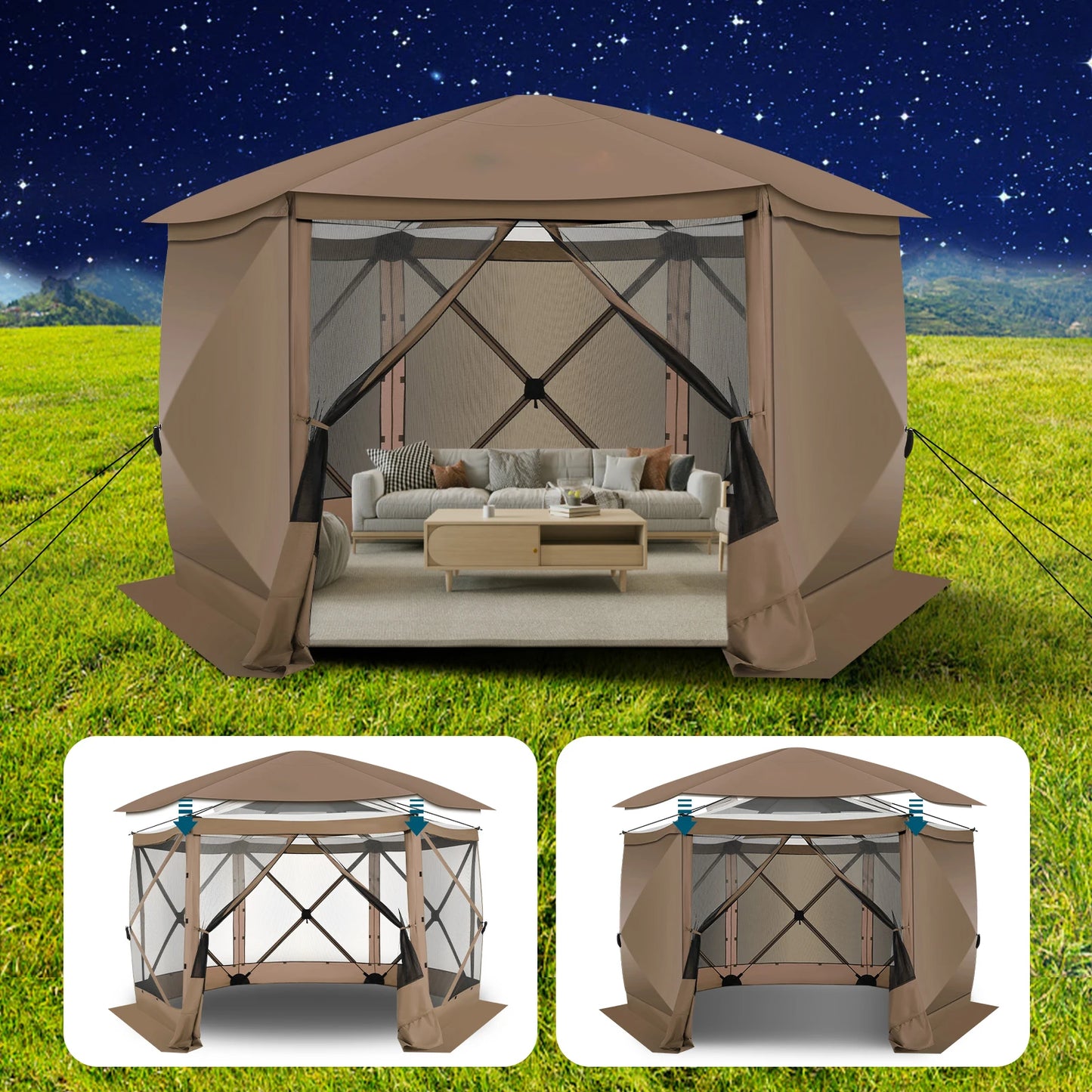 Ljustra Pop Up Gazebo Screen Tent 12x12 Camping with Removable Roof