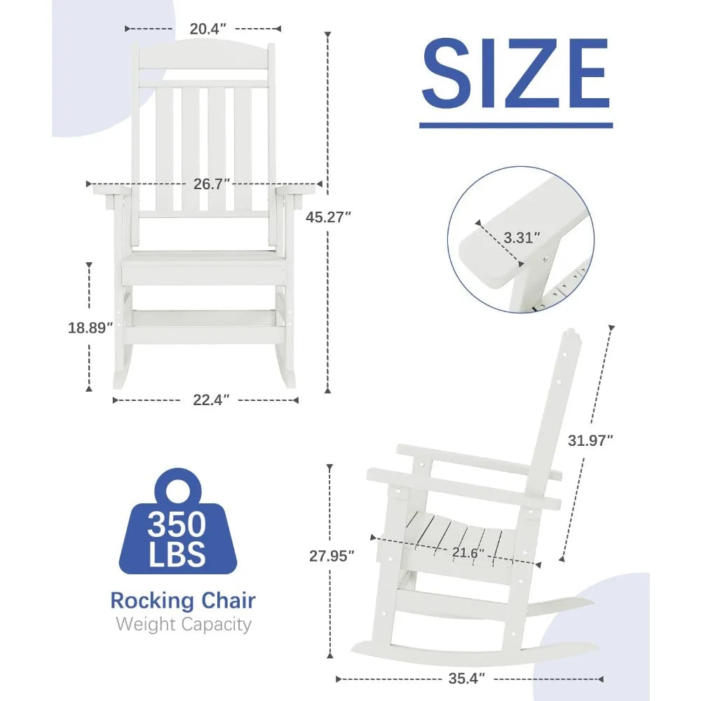 Patio Rocking Chairs Set of 2 HDPE All Weather Outdoor Rockers