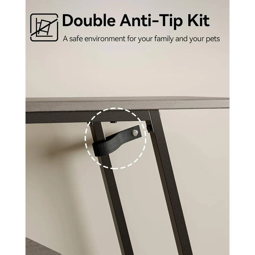 47.2" Industrial Narrow Entryway Table with Power Outlets and Storage